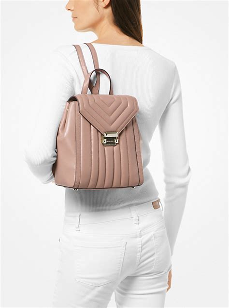 michael kors pink quilted leather whitney backpack|Michael Kors Whitney Quilted Leather Small Backpack .